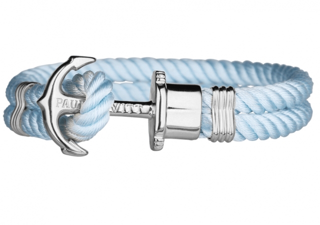 Bracciale con ancora Paul Hewitt PHREPS in metallo bianco e nylon blu sky