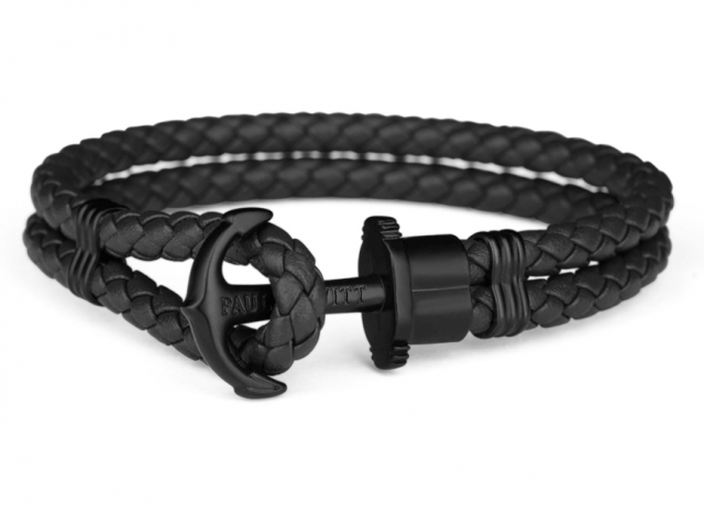 Paul Hewitt PHREPS - Anchor Bracelet Black with Black Leather