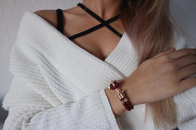 Paul Hewitt PHREPS - Anchor Bracelet Rose Gold with Dark Berry