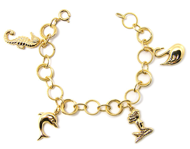 Bracciale con ciondoli charm in oro giallo 18kt