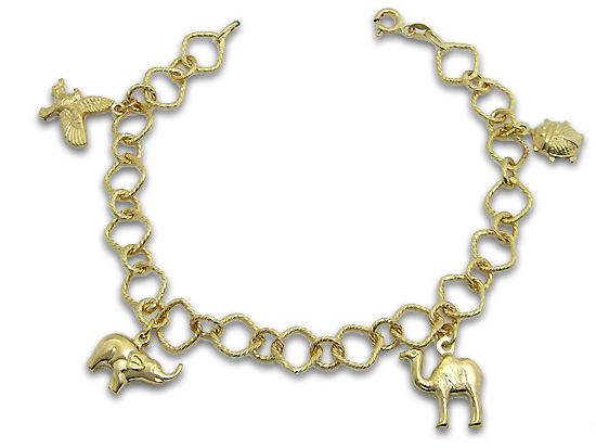 18K Yellow Gold Bracelet with Pendants