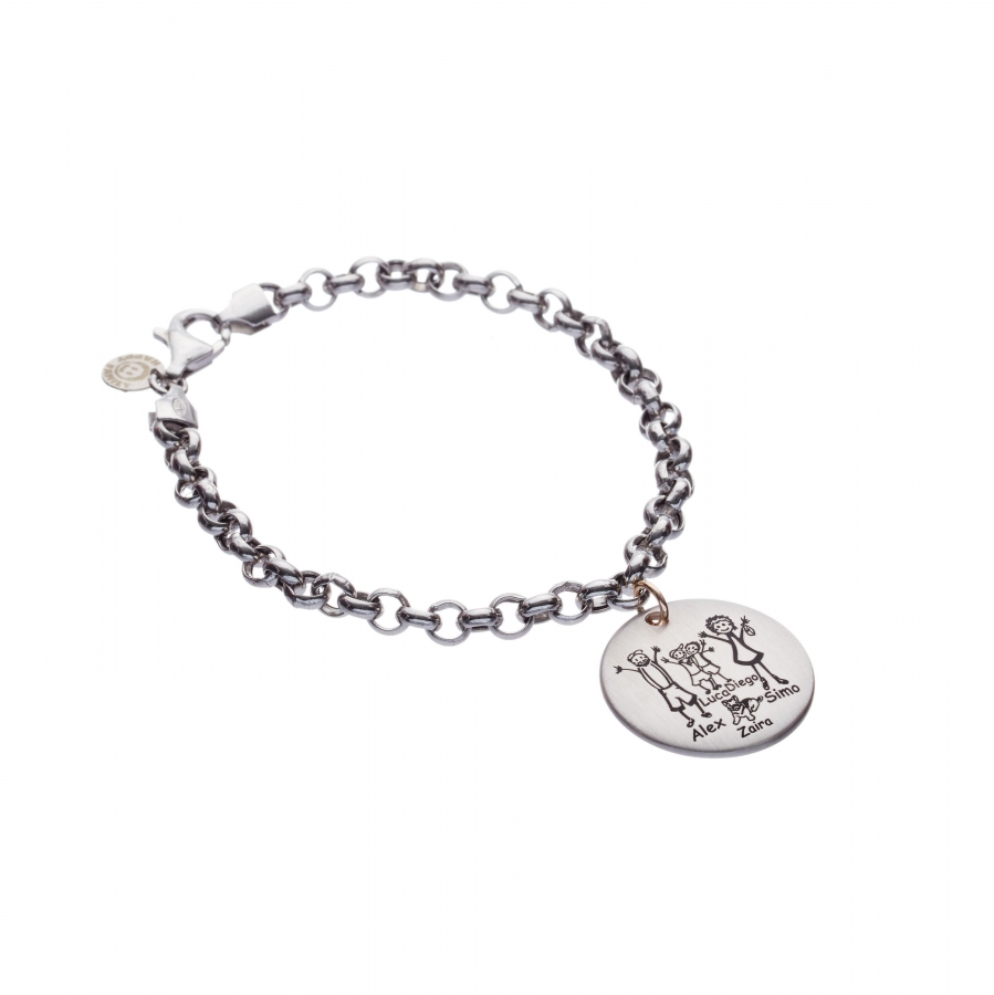 925 Silver Bracelet with 9k Rose Gold customizable with your family