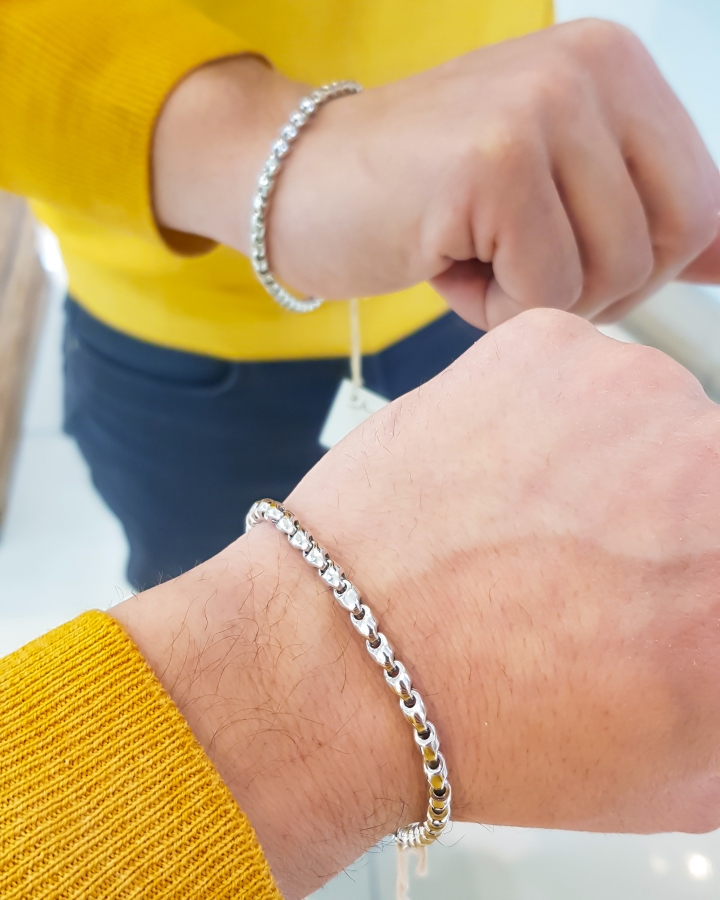 Bracciale da uomo in oro bianco 18kt a maglia piena