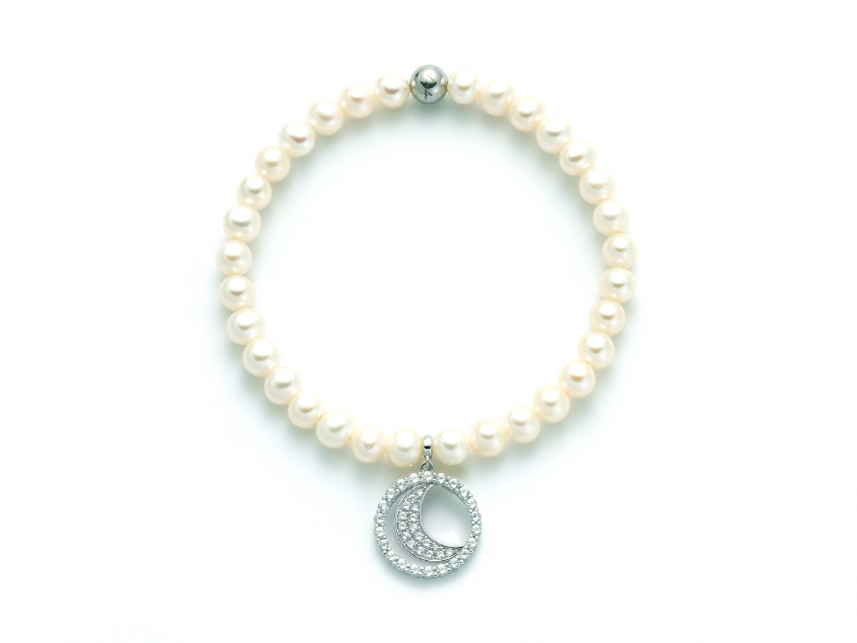 925K Silver Bracelet with Pearls and Topaz MILUNA