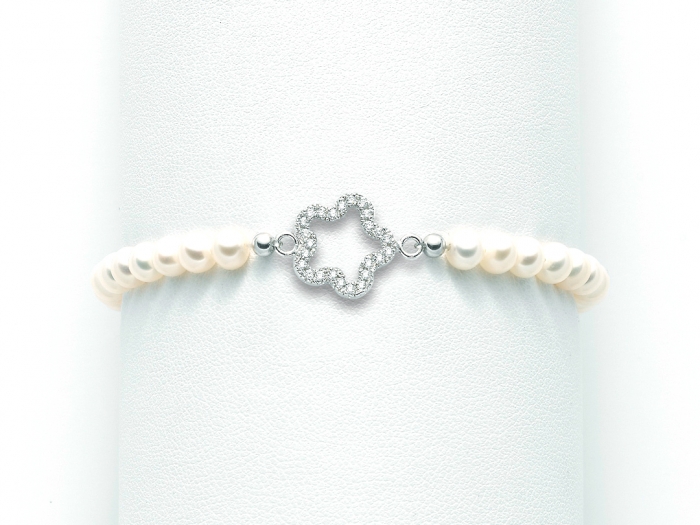MILUNA 925K White Silver Bracelet with Pearls