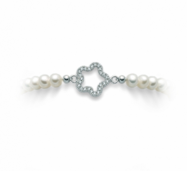 MILUNA 925K White Silver Bracelet with Pearls