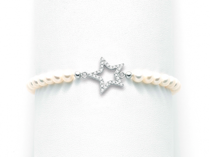 MILUNA 925K White Silver Bracelet with Pearls