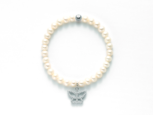 MILUNA 925K White Silver Bracelet with Pearls