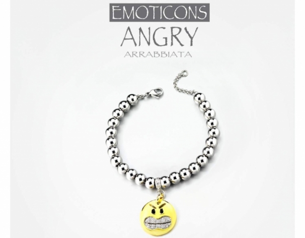 Bracciale Dimmi Jewels Emoticons smile Angry in acciao e zirconi