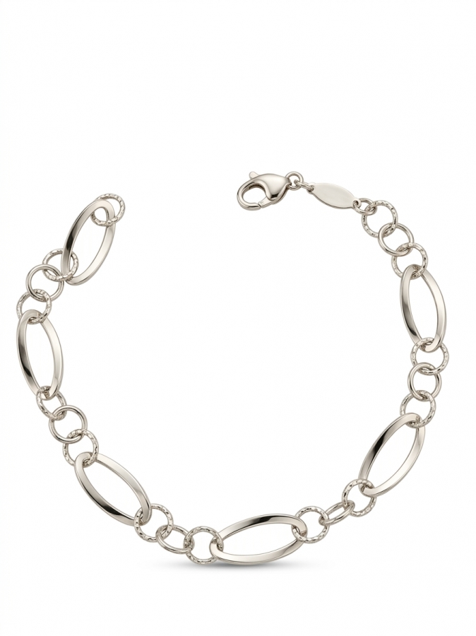 Bracciale Donna morbido a canna vuota grumetta bombata in oro bianco 18kt
