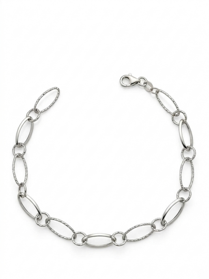 Bracciale Donna morbido a canna vuota grumetta bombata in oro bianco 18kt