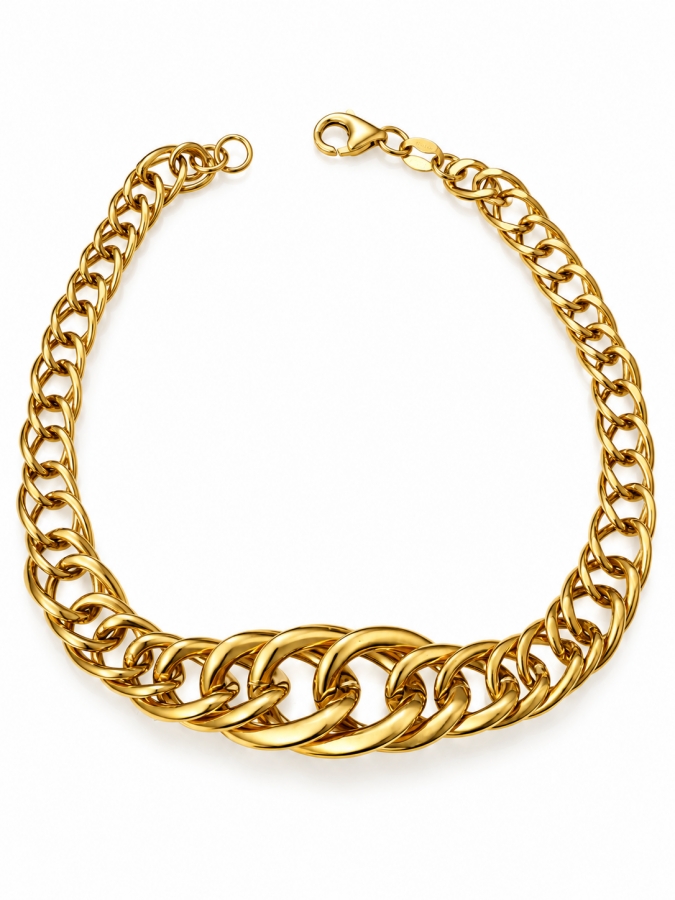 Bracciale Donna morbido a canna vuota grumetta bombata ovale in oro giallo 18kt