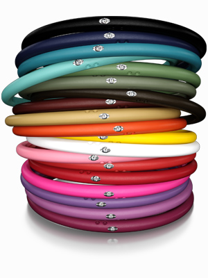 Bracciale Due Punti in silicone anallergico, argento e diamante