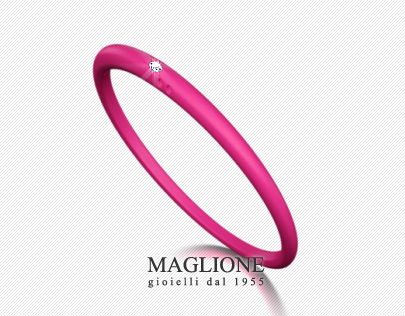 Bracciale Due Punti in silicone anallergico Fuxia Intrigante, argento e diamante
