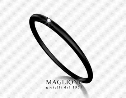 Bracciale Due Punti in silicone anallergico Nero Assoluto, argento e diamante