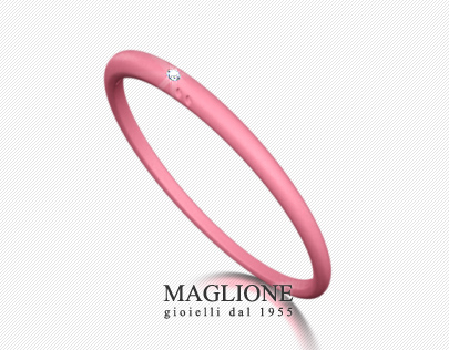 Bracciale Due Punti in silicone anallergico Rosa Capriccio, argento e diamante