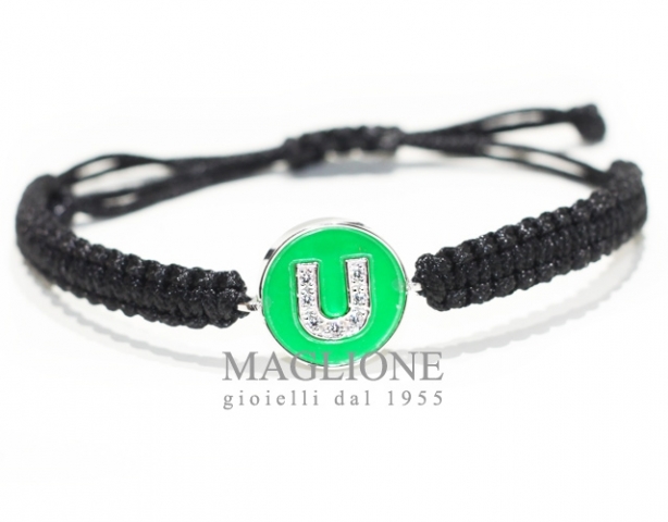 Stainless Steel Fluo Green Bracelet customizable with letter