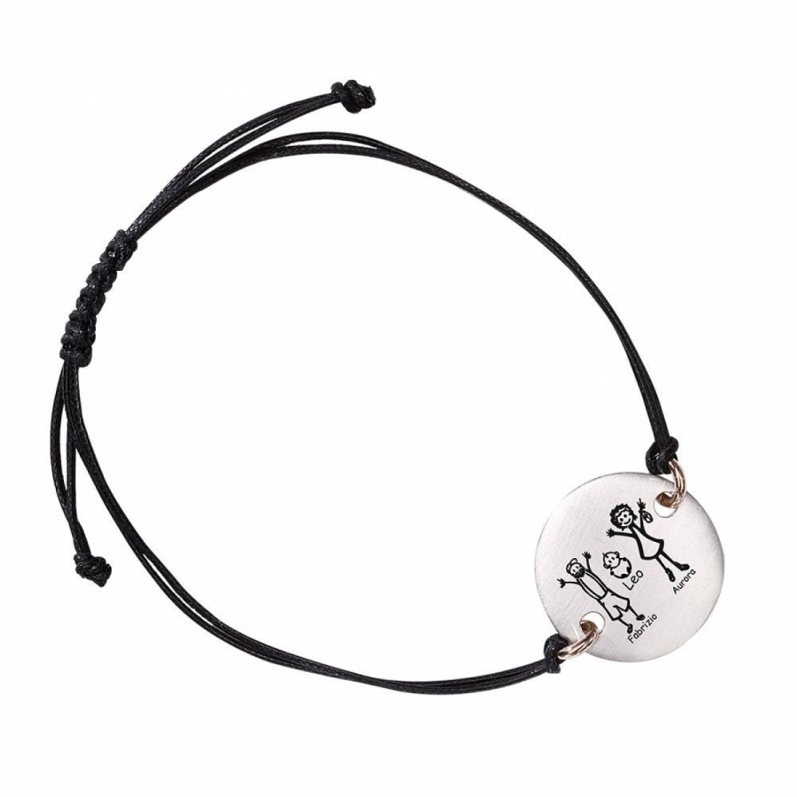 Bracciale Happy Family in argento 925% e oro rosa personalizzabile con la tua famiglia - PER LUI