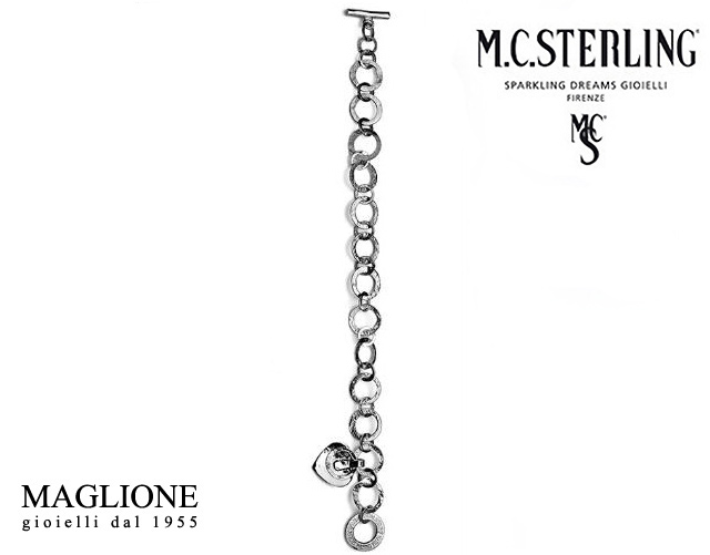 Bracciale Ikes con cuore pendente in argento 925 firmato Maria Cristina Sterling