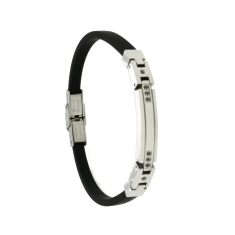 Bracciale in acciaio con gomma e zirconi