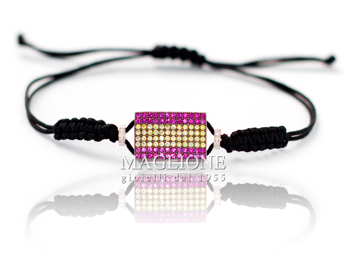 Spain flag bracelet with 925 silver and cubic zirconia