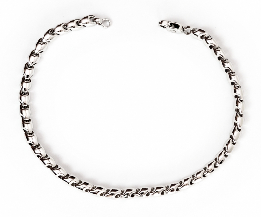 Bracciale da uomo in oro bianco 18kt a maglia piena