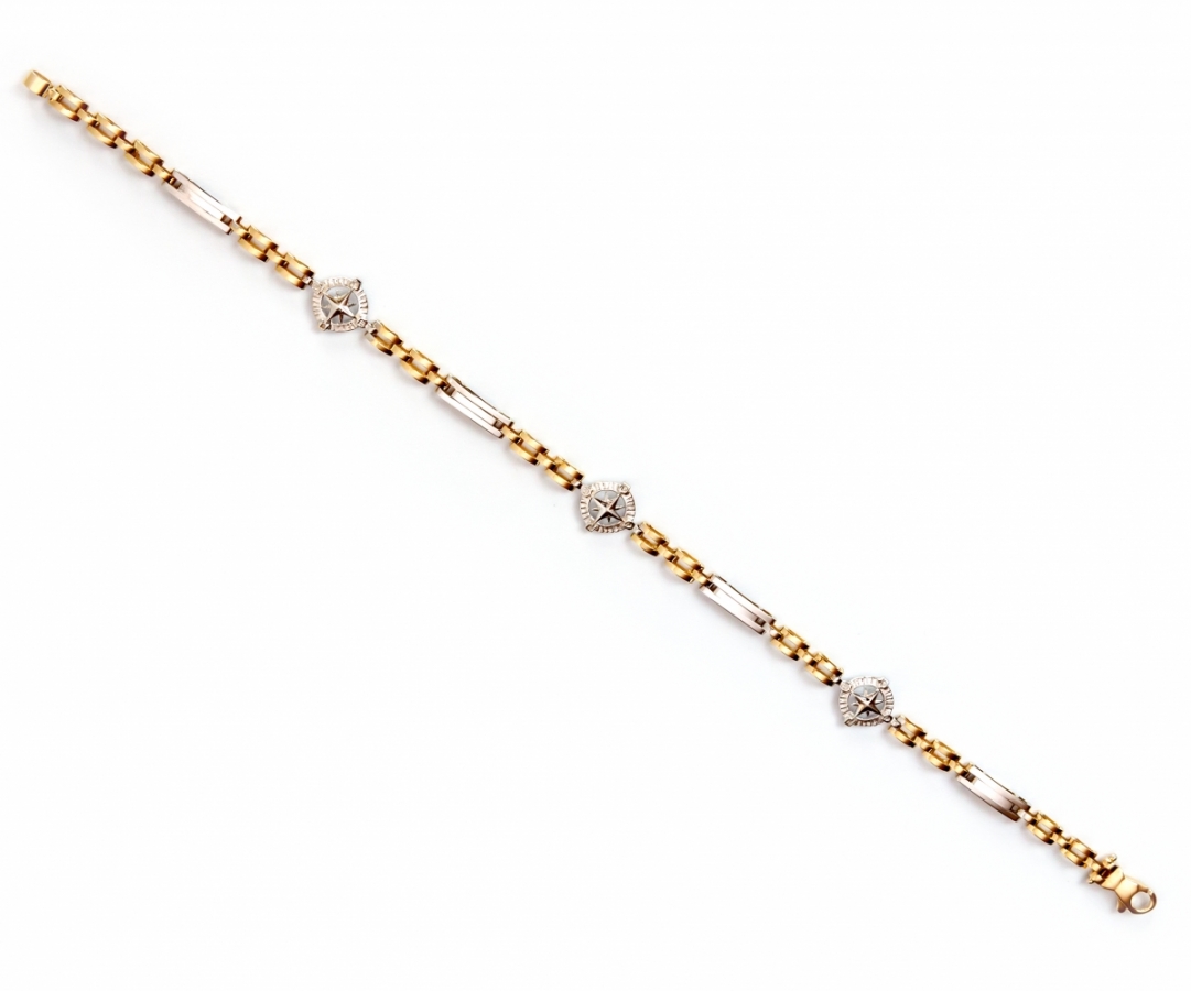 18k Wind Roses Yellow and White Gold Bracelet