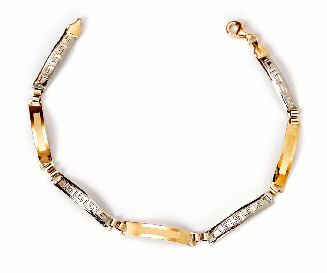 Bracciale da uomo in oro giallo e bianco 18kt a piastre