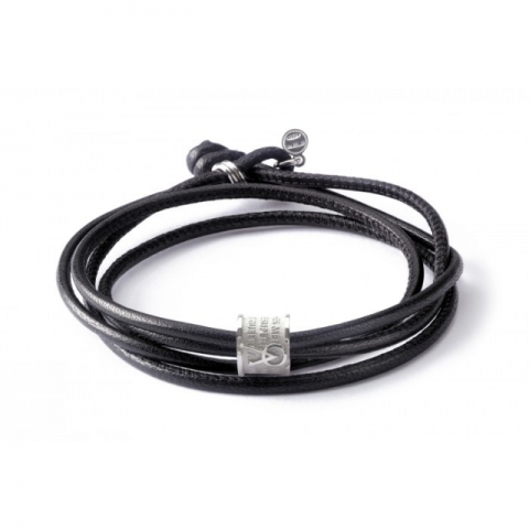 TUUM - 925 Silver and black nappa leather with Prayer