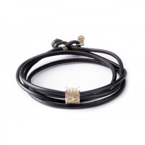 TUUM - 925 Silver and black nappa leather with Prayer