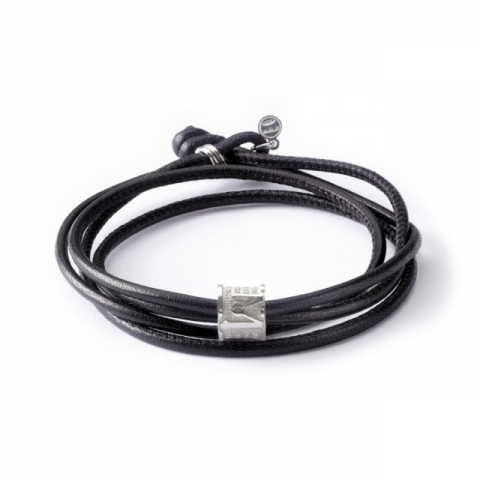 TUUM - 925 Silver and black nappa leather with Prayer Ave Maria