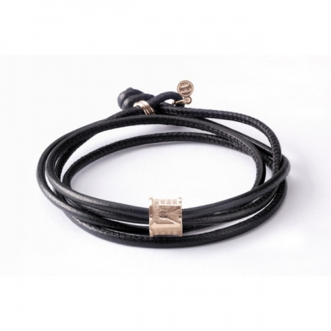 TUUM - 925 Silver and black nappa leather with Prayer Ave Maria