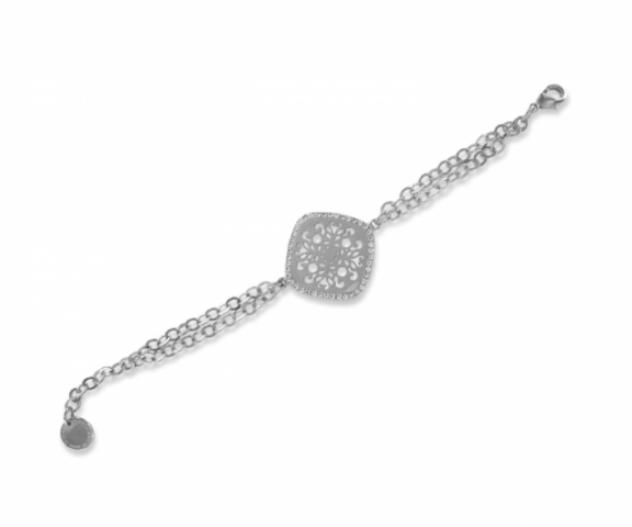 Bracciale KeMira in ottone bianco e cristalli