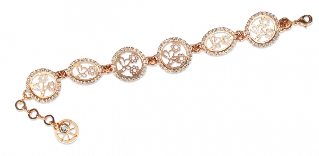 Bracciale KeMira in ottone rosa e cristalli