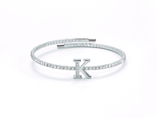 Philip Jones Bracciale Iniziale Lettera K Con Cristalli Zircondia - Gioiello Amicizia Donna