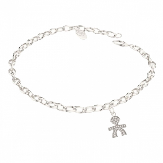 Le Bebè - 9K White Gold and Diamonds Boy Pendant Bracelet customizable with letter