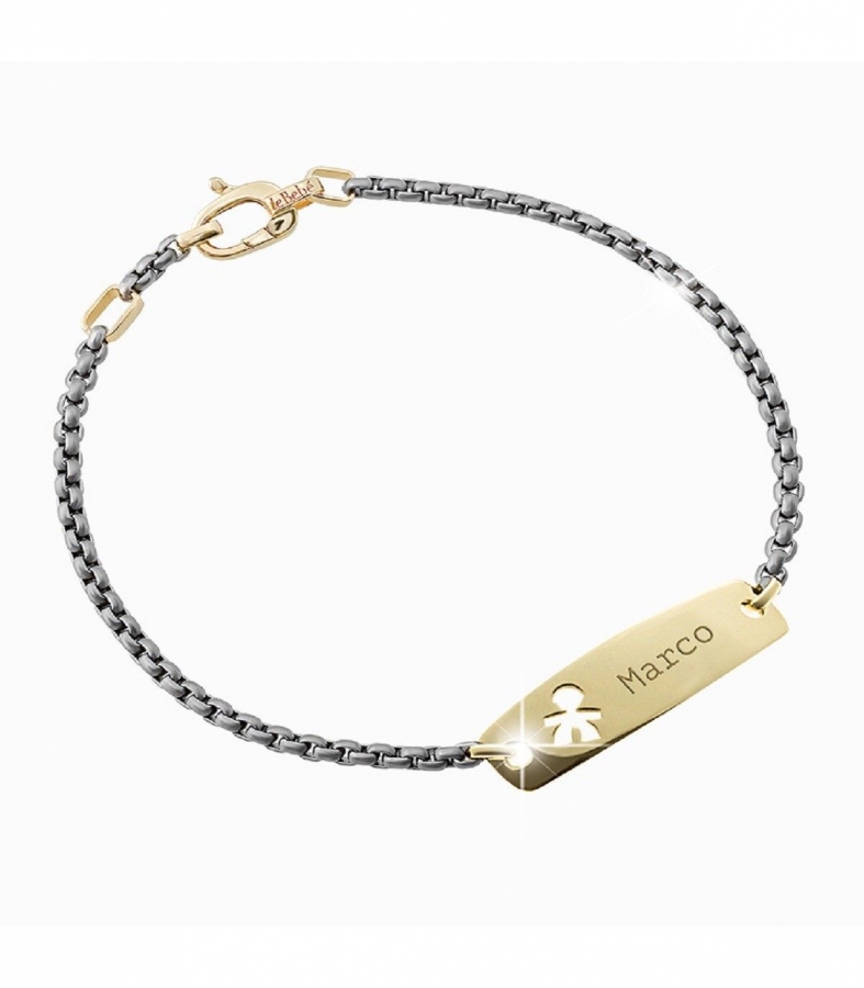 Le Bebè - 9K Yellow Gold Boy and Boy Bracelet customizable with name
