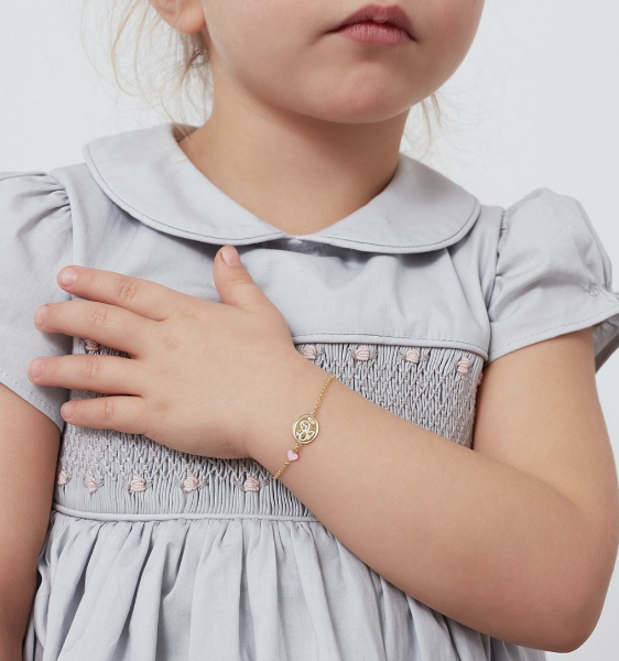 Bracciale Le Bebè - Proteggimi Angioletto - bimba in oro giallo e smalto