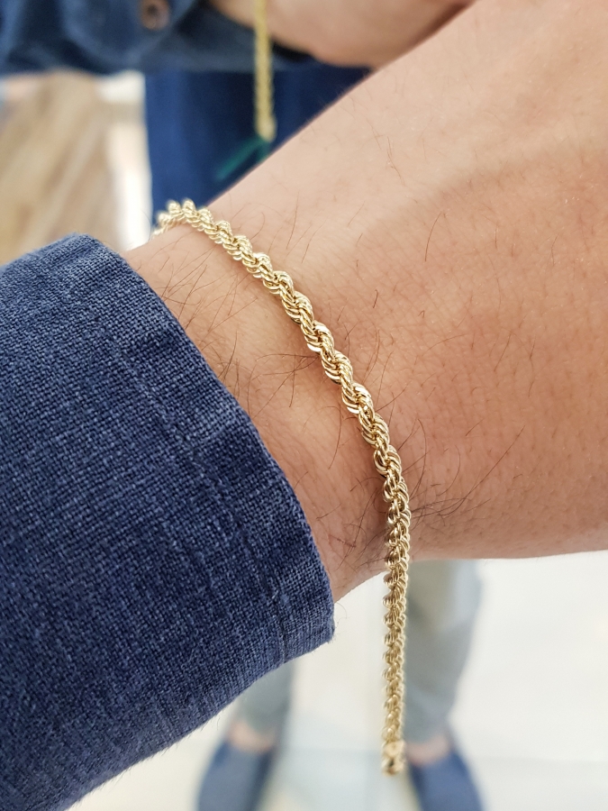 Bracciale maglia fune - corda 3 mm in oro giallo 18kt 