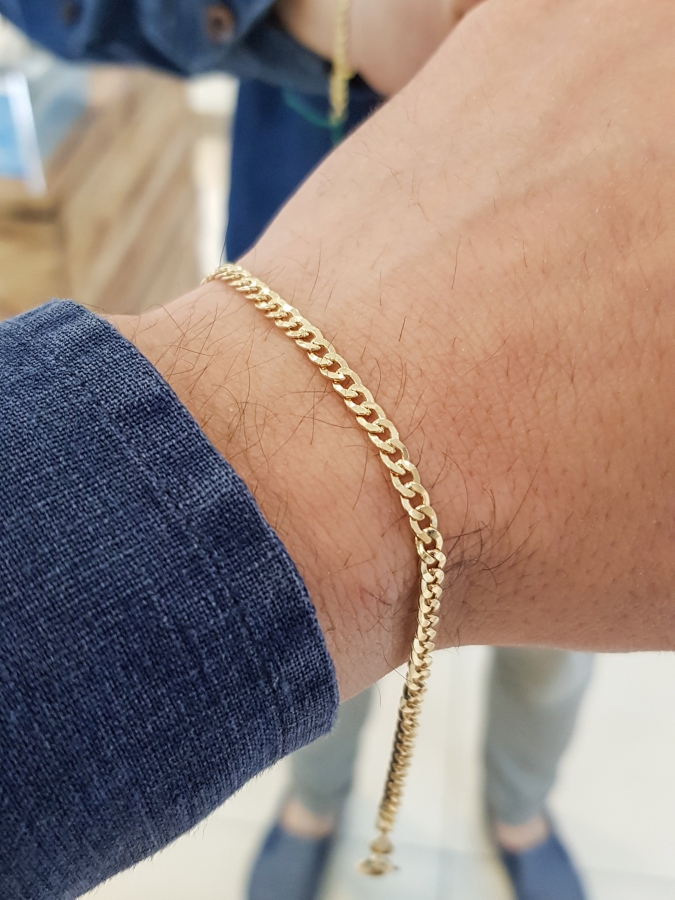 Bracciale maglia grumetta 3mm in oro giallo 18kt 