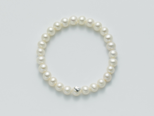 Bracciale Miluna a molla con Perle e cuoricino in argento PBR1666