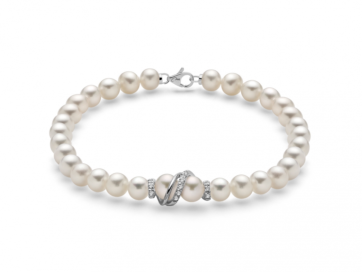 18K White Gold and White Pearls Bracelet MILUNA