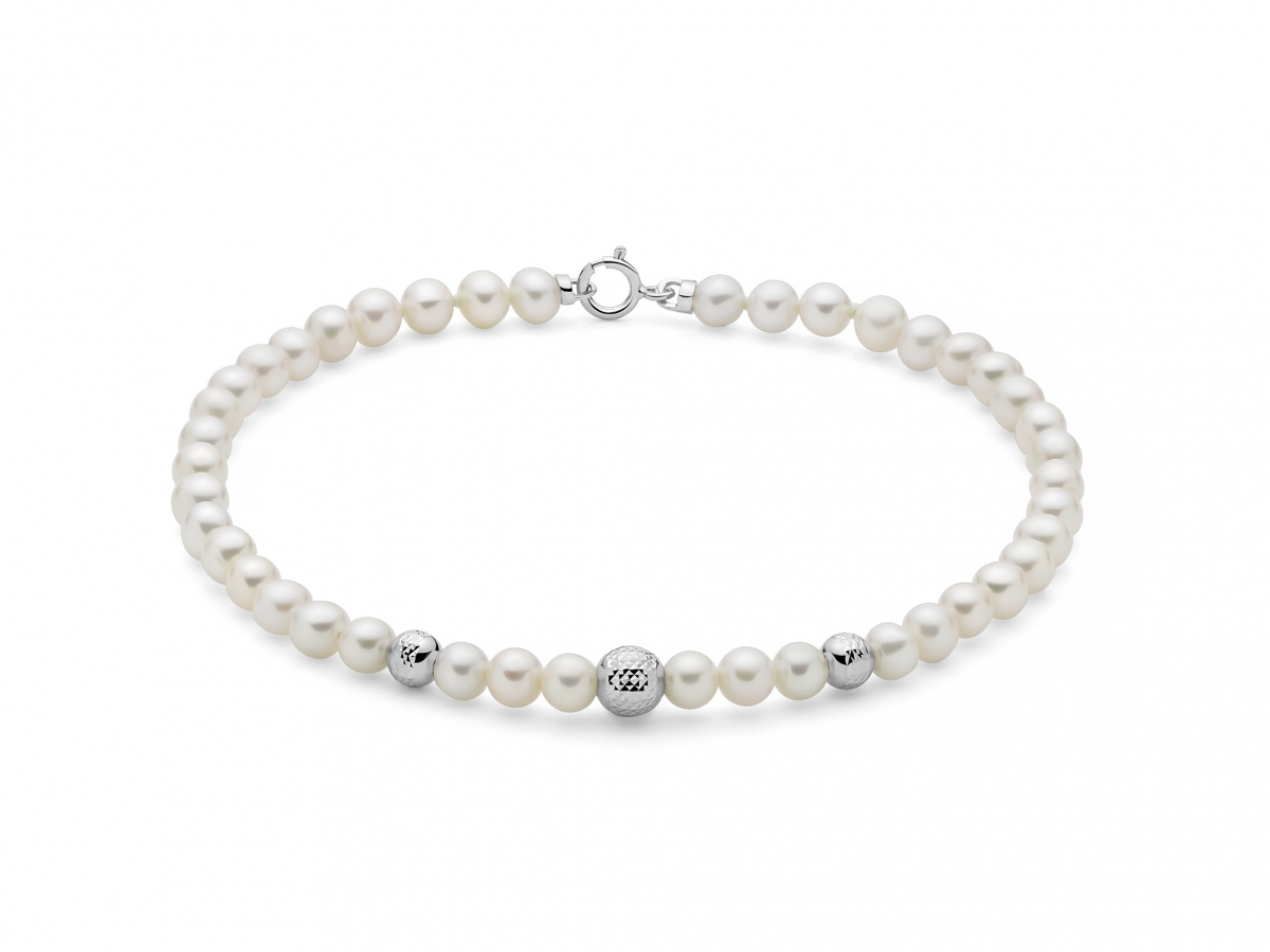 18K White Gold and White Pearls Bracelet MILUNA