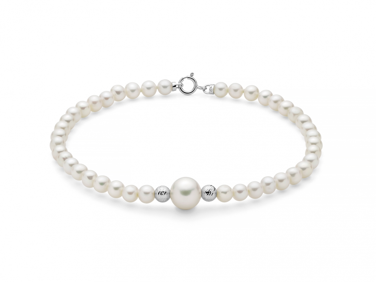 18K White Gold and White Pearls Bracelet MILUNA