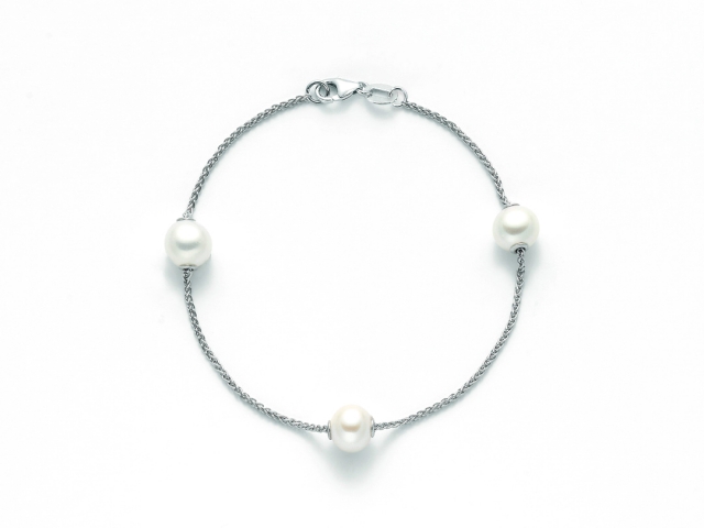 MILUNA 925k Silver Bracelet with Pearls and Diamond