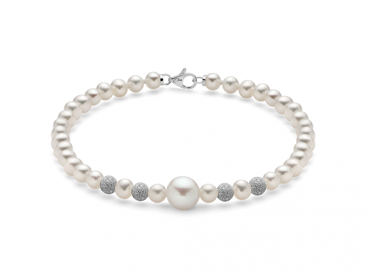 18K White Gold and White Pearls Bracelet MILUNA