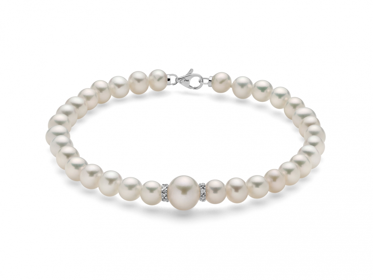 Bracciale Miluna in oro bianco 18kt con Perle e Diamanti Naturali PBR3073V