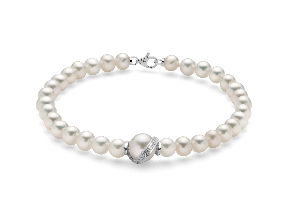 18K White Gold and White Pearls Bracelet MILUNA