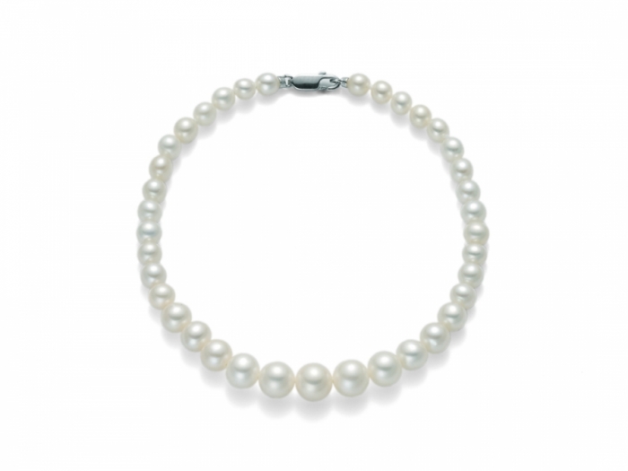 Bracciale Miluna in oro bianco 18kt con Perle Portafortuna a scalare PBR1086