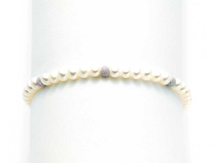 18K White, Yellow and Rose Gold and White Pearls Bracelet MILUNA